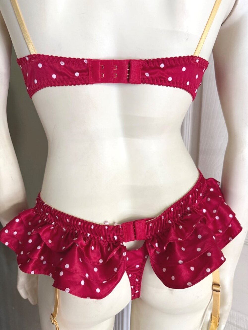 Size 34C/M Victoria's Secret Sexy Little Things red polka dot teddy lingerie Y2 - Picture 8 of 16